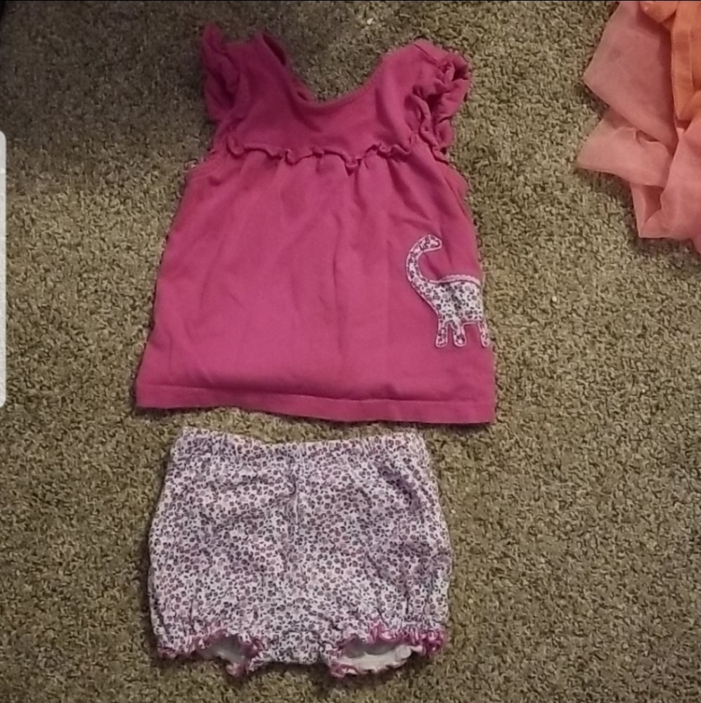Carter's Girls 12M Dinosaur 3 Piece Short Set